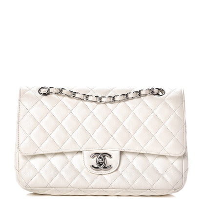 Chanel Washed Caviar Quilted Medium Double Flap White 1 of 9