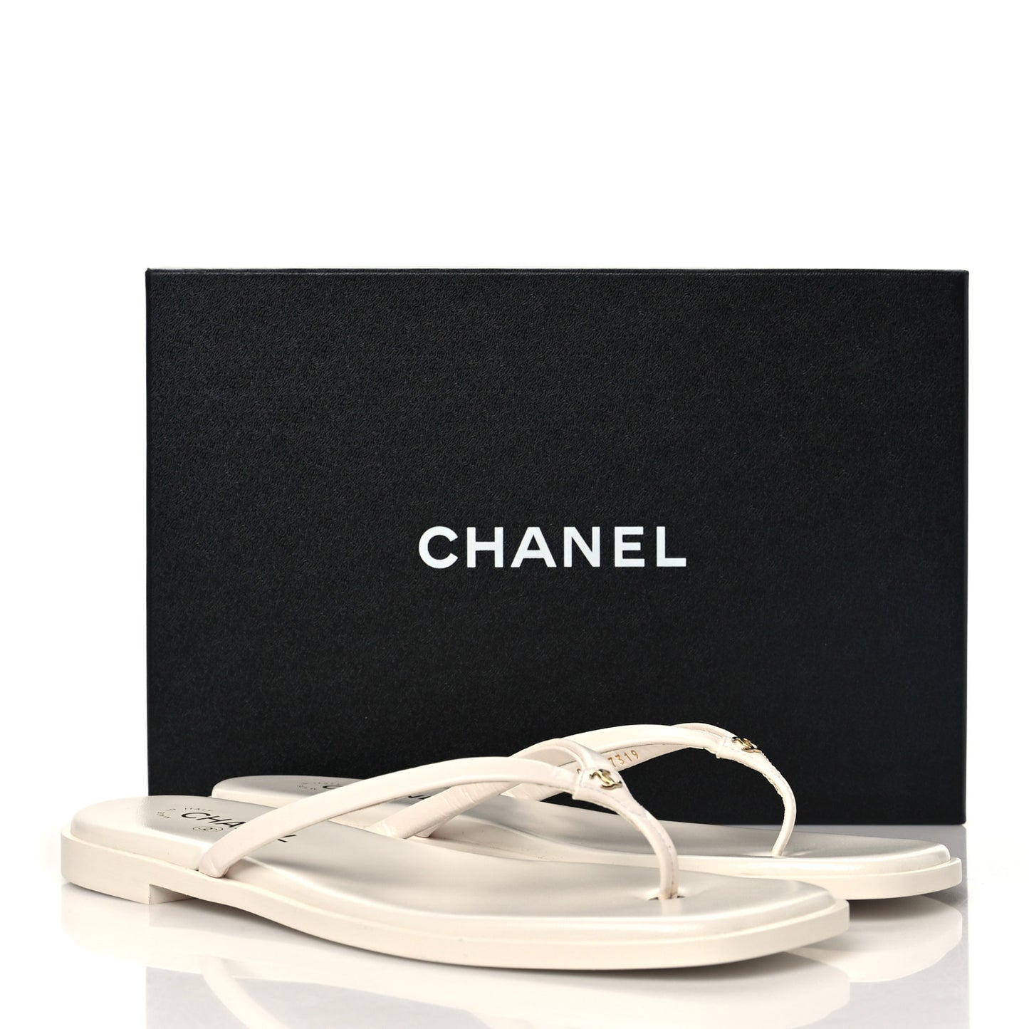 Goatskin CC Times Square Thong Sandals 42 White