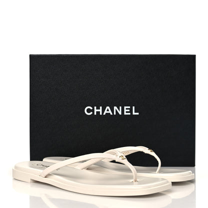 Chanel Goatskin CC Times Square Thong Sandals 42 White 10 of 10