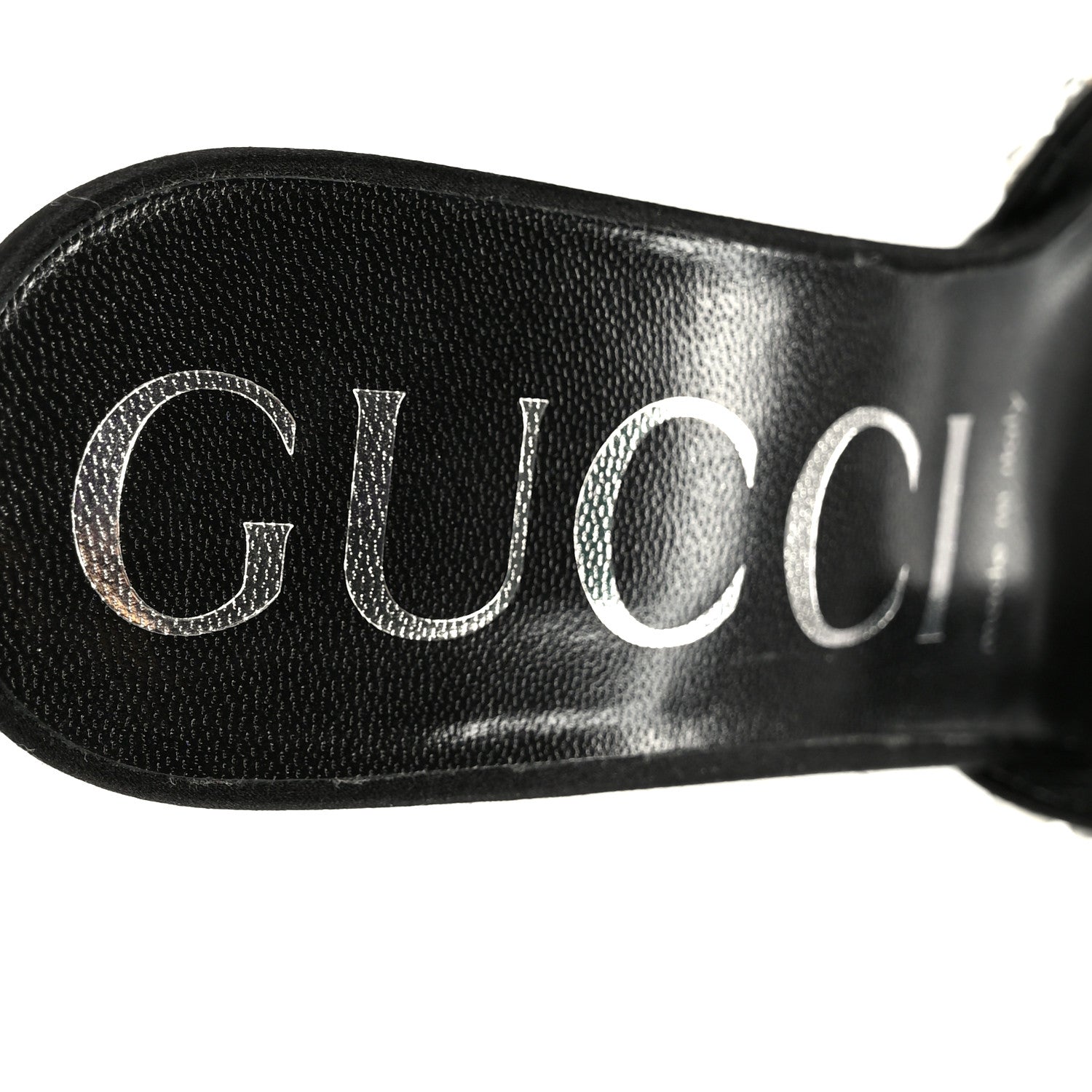 Gucci Satin Crystal 65mm Slide Sandals 37 Black 7 of 9