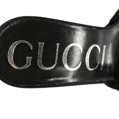 Gucci Satin Crystal 65mm Slide Sandals 37 Black 7 of 9