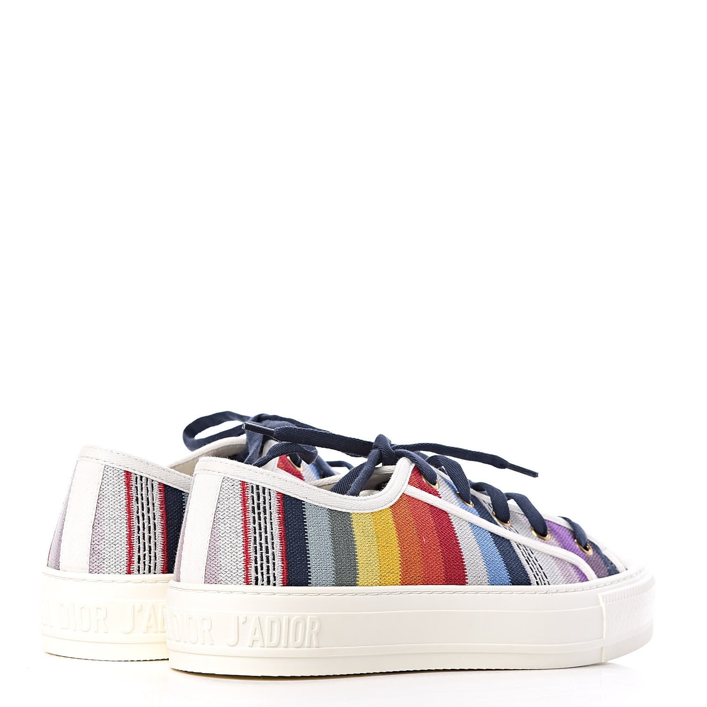 Canvas Rainbow Embroidered Womens Walk'N'Dior Low Top Sneakers 36.5 Multicolor