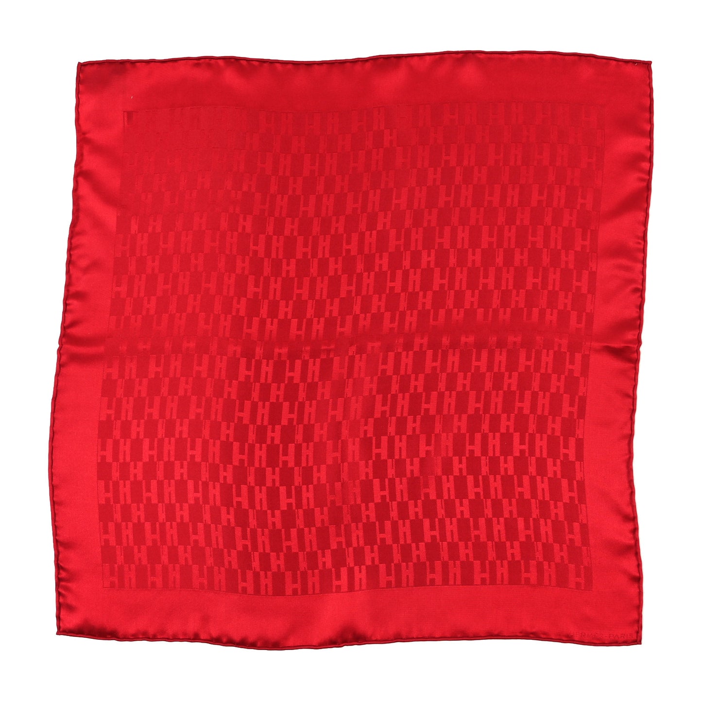 Silk Faconnee Grand H Pocket Square Scarf 45 Rouge