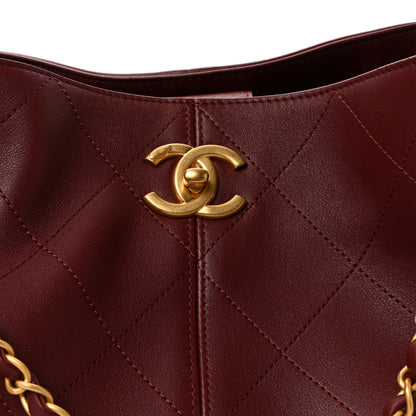 Chanel Calfskin Stitched Shopping Bag Burgundy 8 of 10