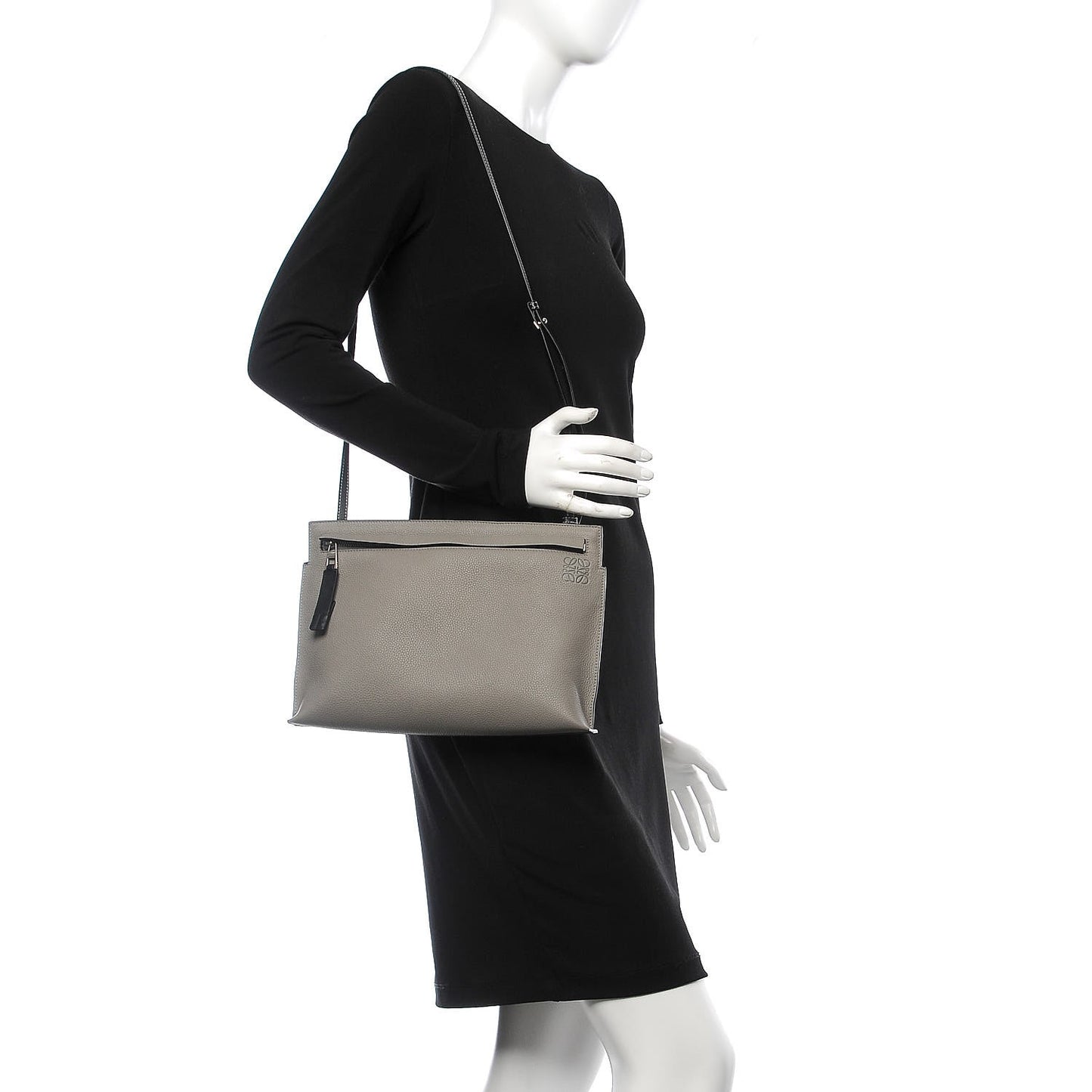 Calfskin T Pouch Bag Smoke Grey Anthracite