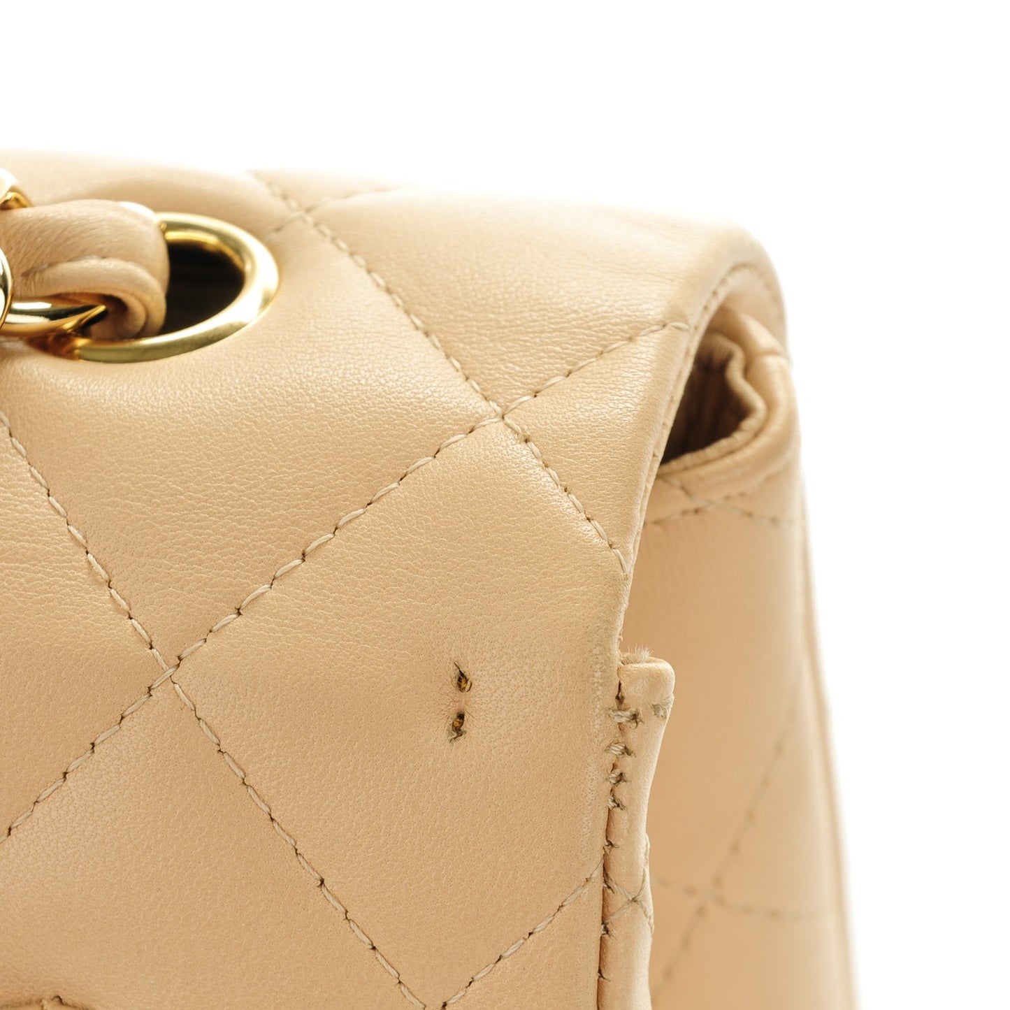 Lambskin Quilted Jumbo Single Flap Beige Clair