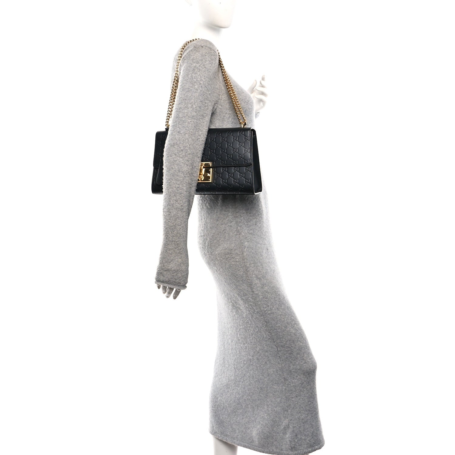 Gucci Guccissima Medium Padlock Shoulder Bag Black 2 of 10