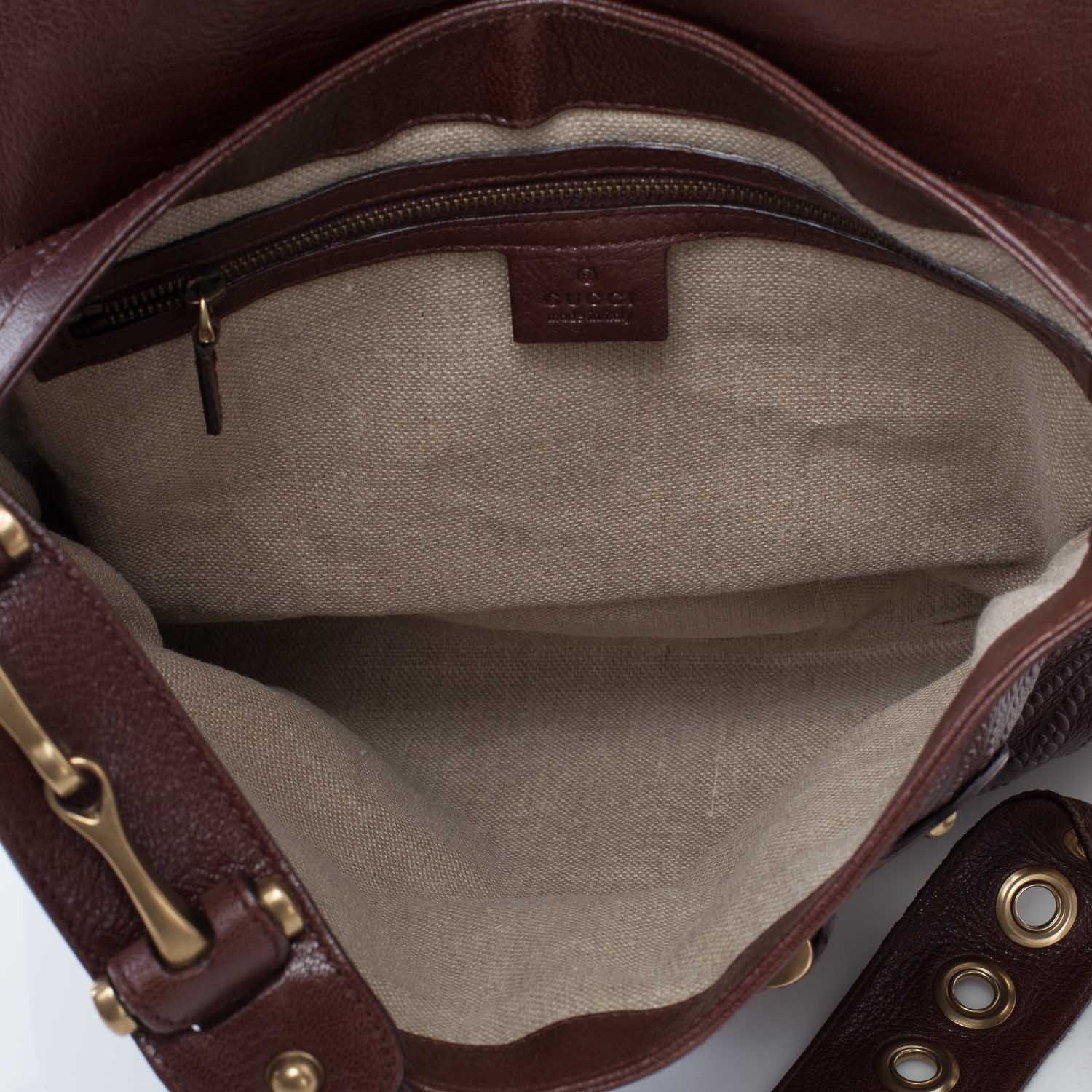 Gucci Leather Studded and Tooled Pelham Brown 10 of 10