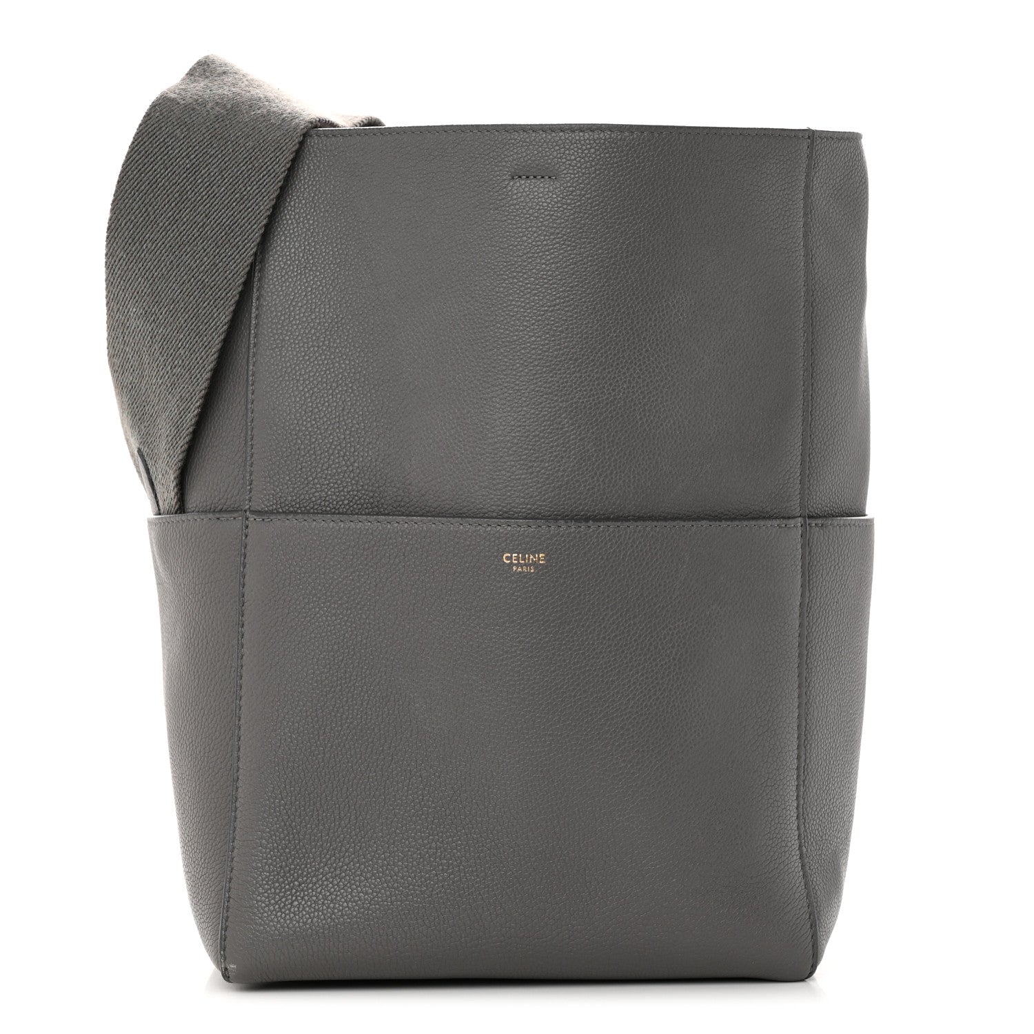 Celine Soft Grained Calfskin Sangle Bucket Bag Grey 1 of 14