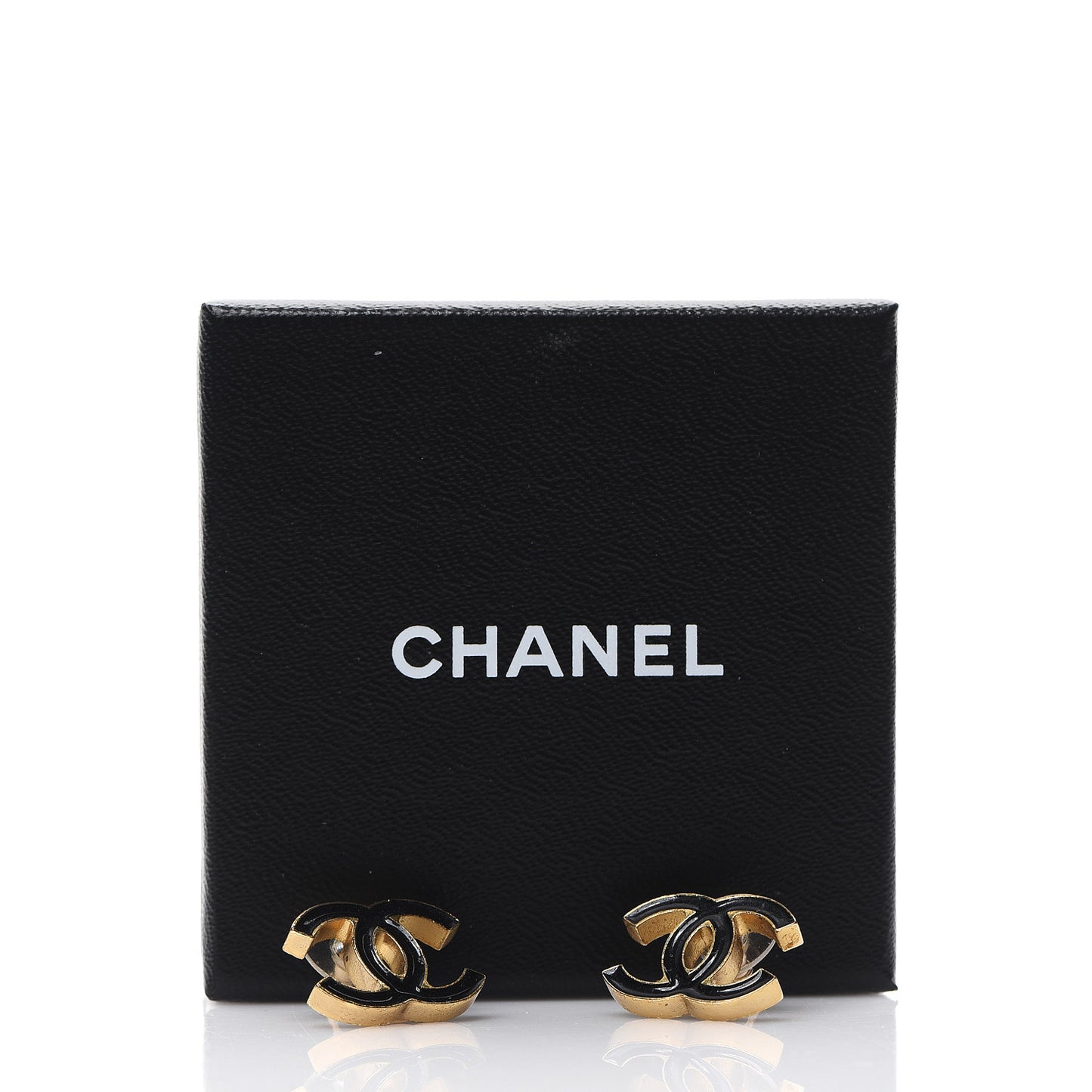 Enamel CC Earrings Black Gold