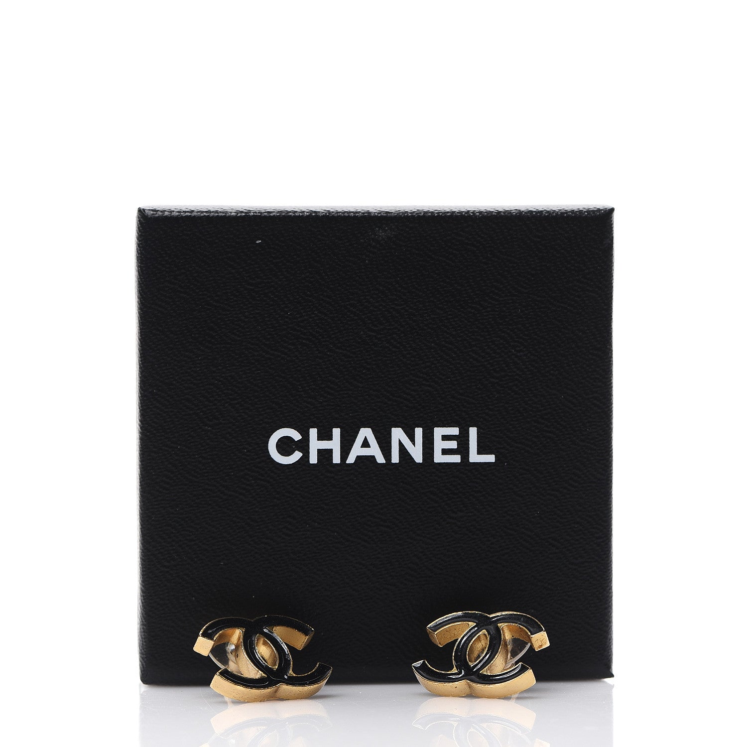 Chanel Enamel CC Earrings Black Gold 7 of 7