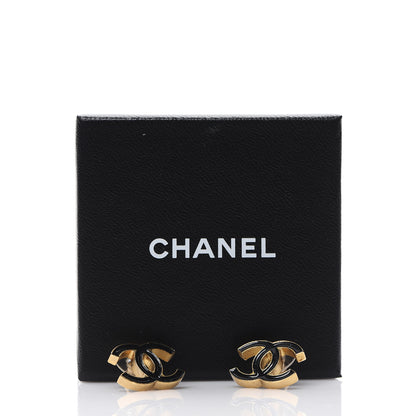 Chanel Enamel CC Earrings Black Gold 7 of 7