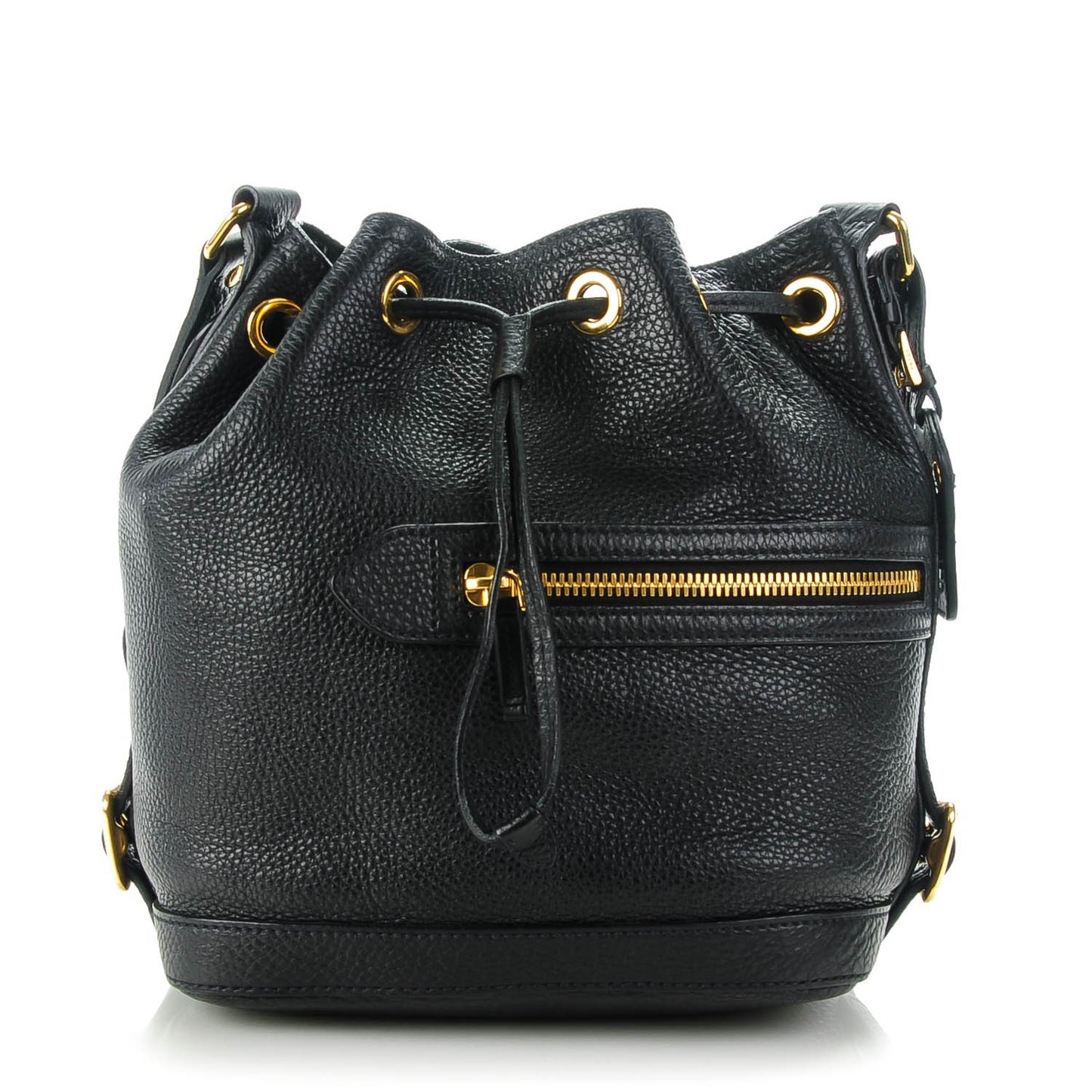 Vitello Daino Drawstring Bucket Nero Black