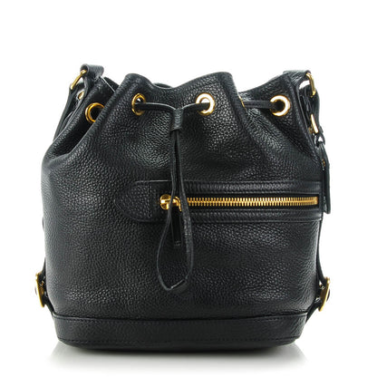 Prada Vitello Daino Drawstring Bucket Nero Black 1 of 7