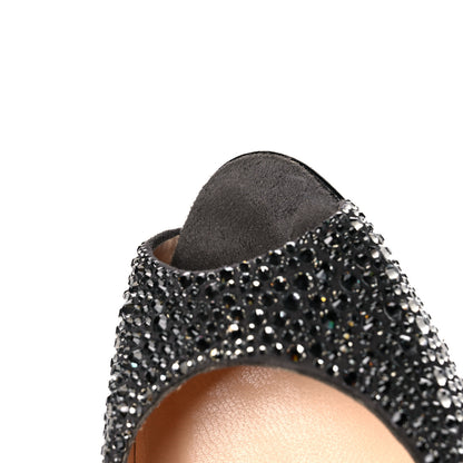 Christian Louboutin Suede Crystal Sexy Strass Peep Toe Pumps 40 Black Diamond 9 of 11
