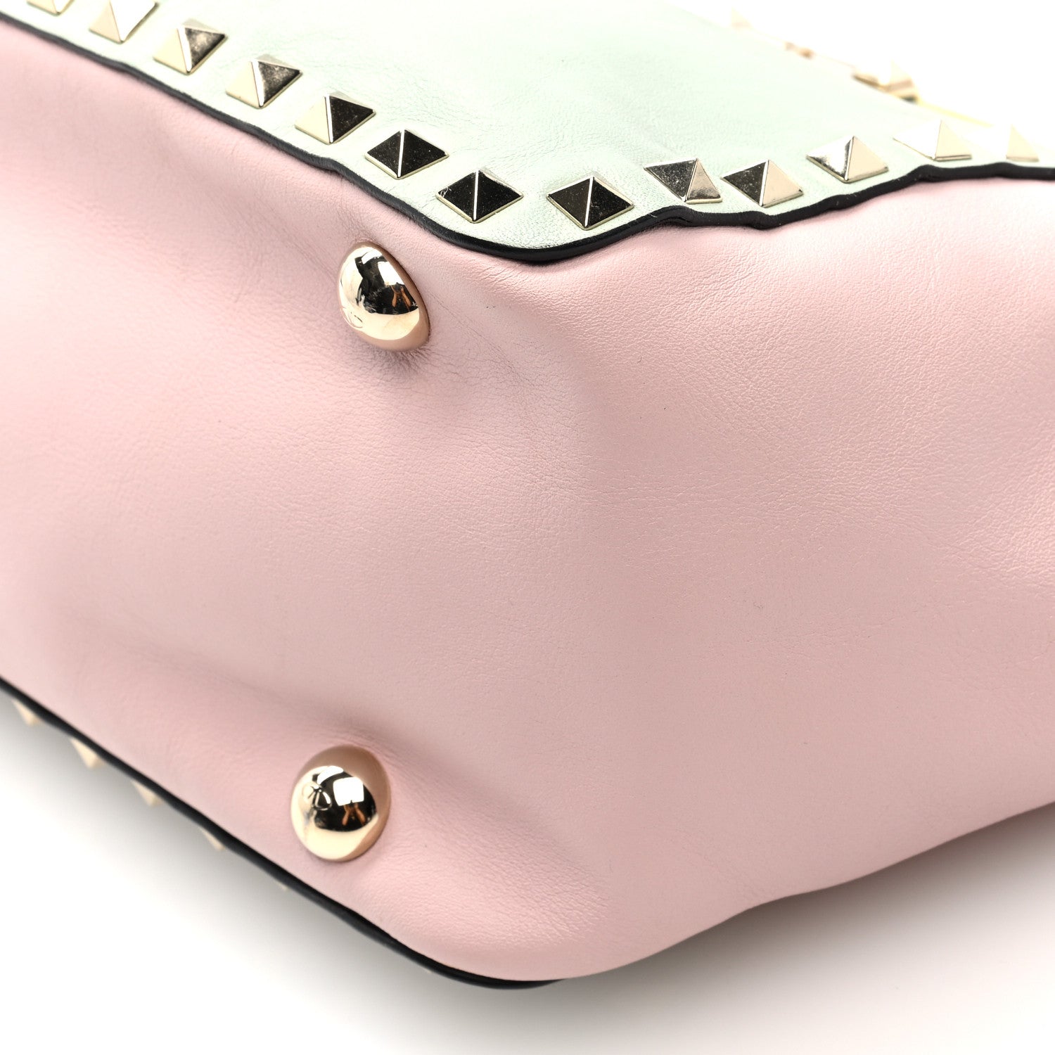 Valentino Garavani Vitello Watercolor Small Rockstud Tote Rose Green Yellow Sky 9 of 9