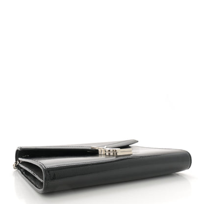 Saint Laurent Calfskin Lizard Embossed Monogram Cassandra Chain Wallet Black 4 of 13