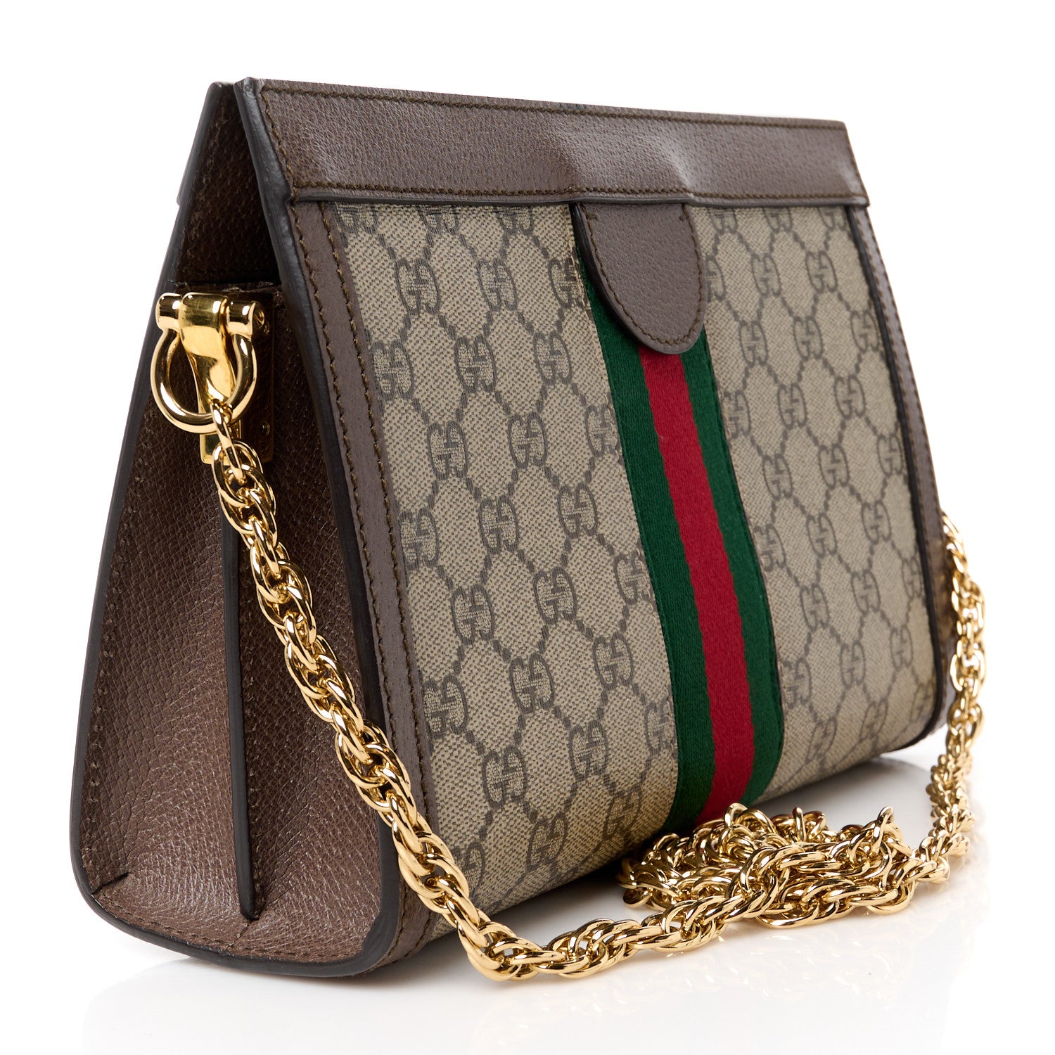 Gucci GG Supreme Monogram Web Small Ophidia Chain Shoulder Bag Brown 3 of 11