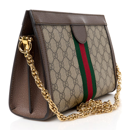 Gucci GG Supreme Monogram Web Small Ophidia Chain Shoulder Bag Brown 3 of 11