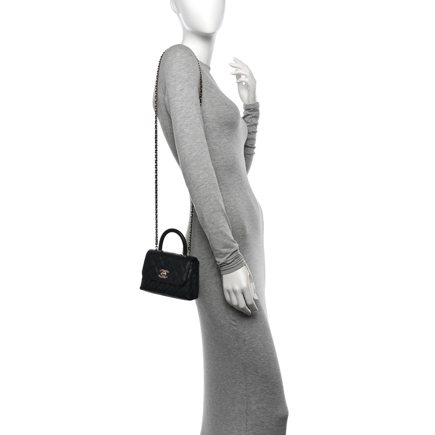 Chanel Caviar Quilted Coco Handle Clutch With Chain Black 2 of 11