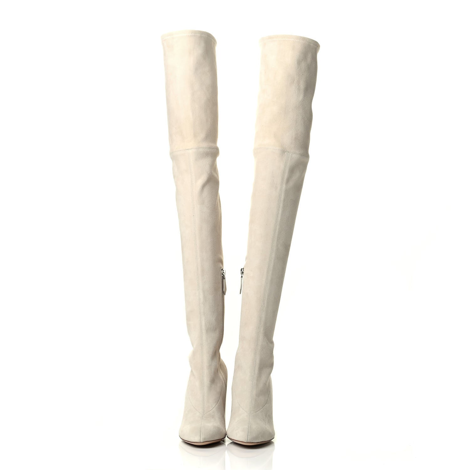Hermes Suede Goatskin Over The Knee Boots 39.5 Craie 2 of 8