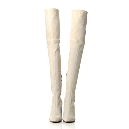 Hermes Suede Goatskin Over The Knee Boots 39.5 Craie 2 of 8