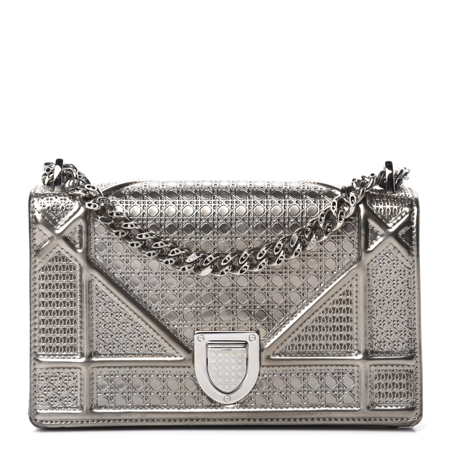 Christian Dior Metallic Patent Micro-Cannage Mini Diorama Flap Bag Gold 1 of 11