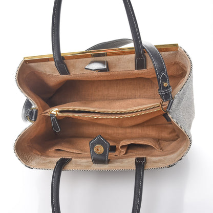 Fendi Canvas Vitello Regular 2Jours Tote Bianco Black 6 of 11