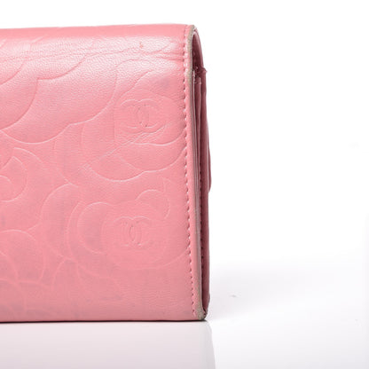 Chanel Lambskin Embossed Camellia Large Gusset Flap Wallet Pink 13 of 20