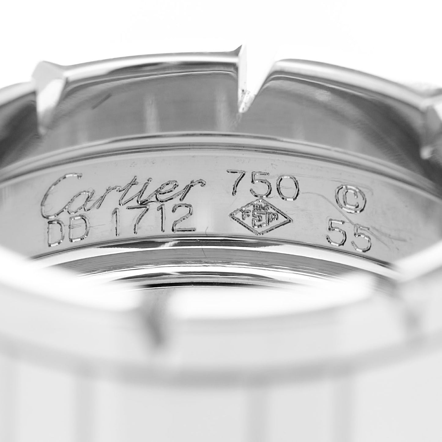 18K White Gold 11mm Tank Francaise Ring 55 7.25