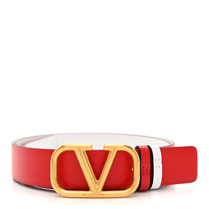 Valentino Garavani Glossy Calfskin VLogo Reversible 40mm Belt 90 36 White Rouge Pur 2 of 7