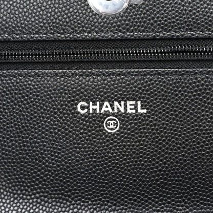 Chanel Caviar Quilted Chanel 19 Wallet On Chain WOC Black White 6 of 12