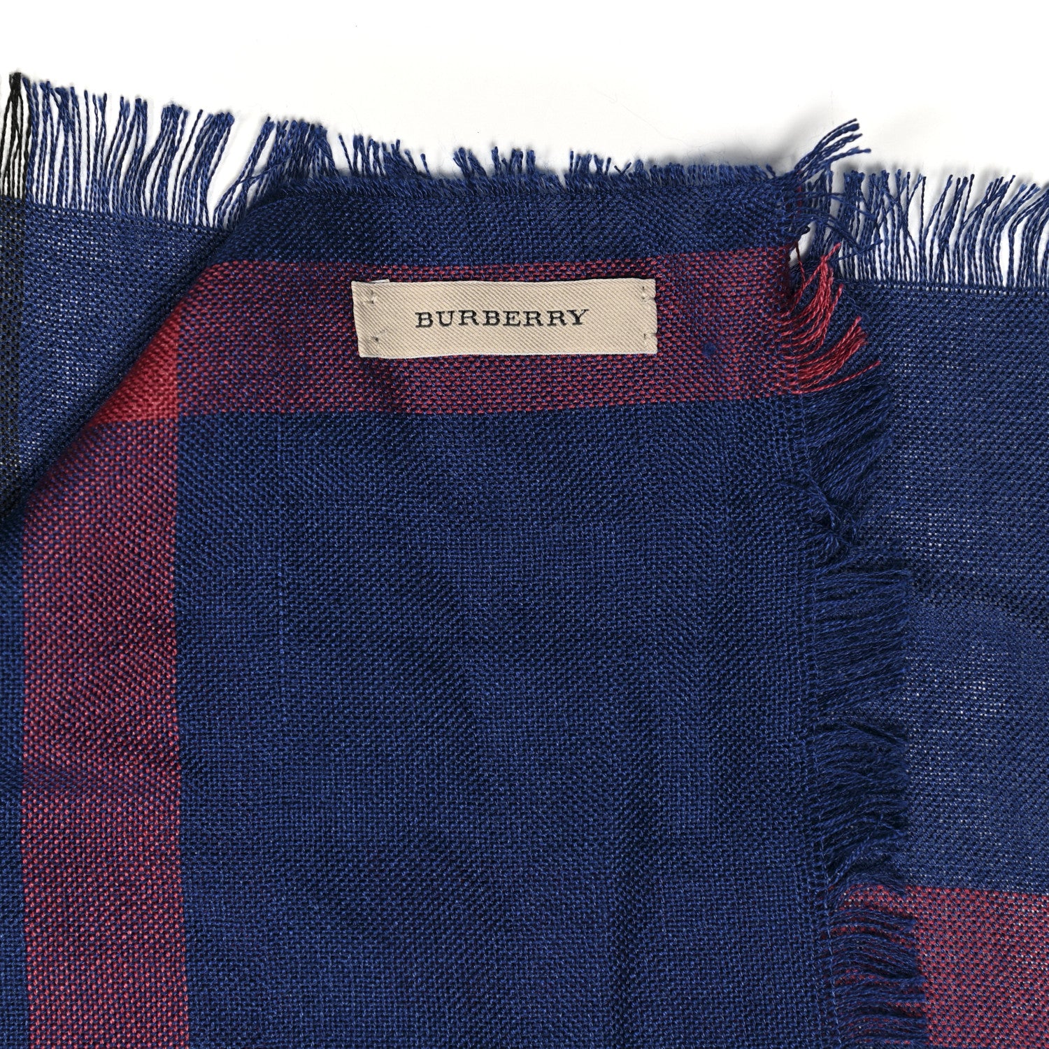 Burberry Silk Cashmere Half Mega Check Scarf Navy Blue 4 of 5