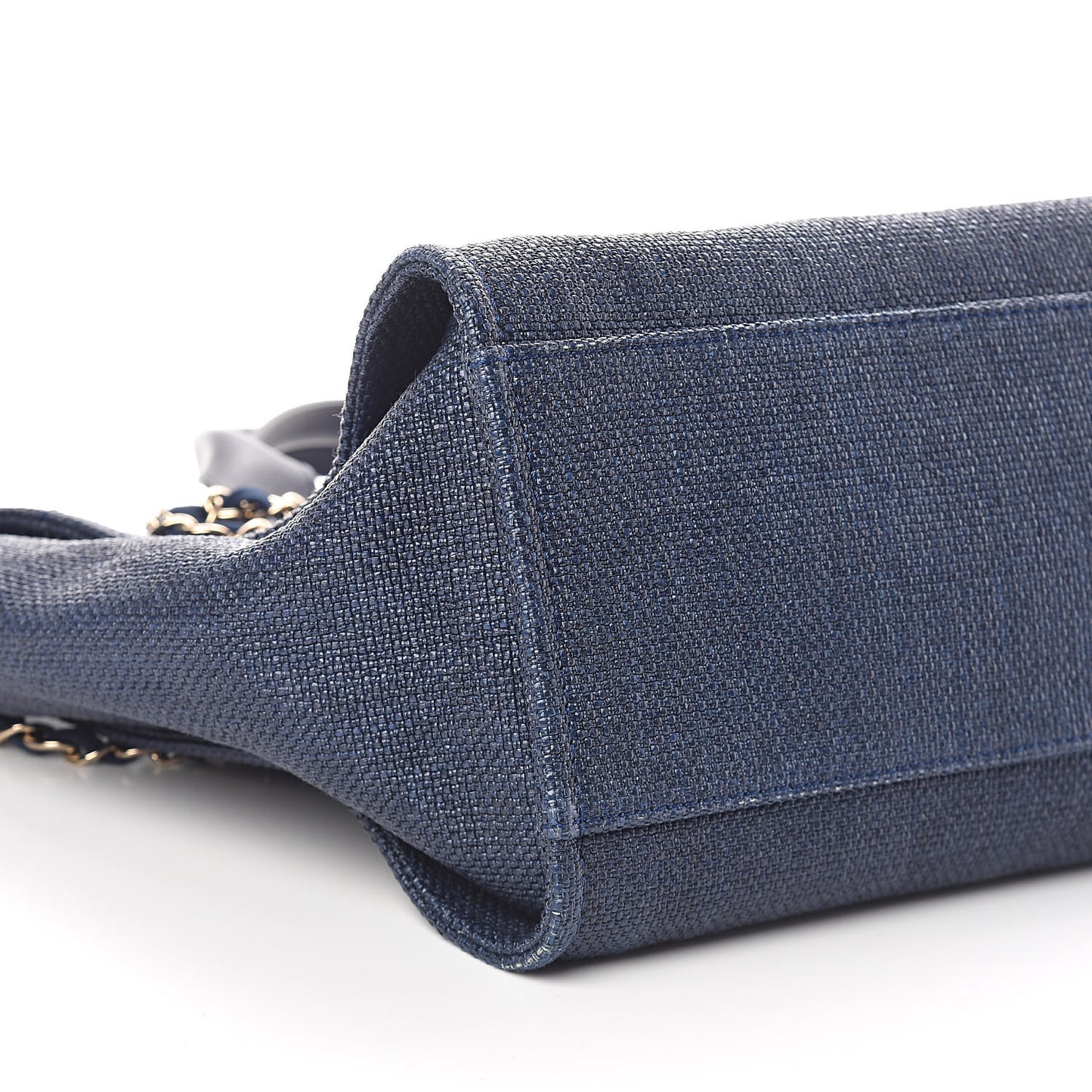 Woven Straw Raffia Large Deauville Tote Dark Blue