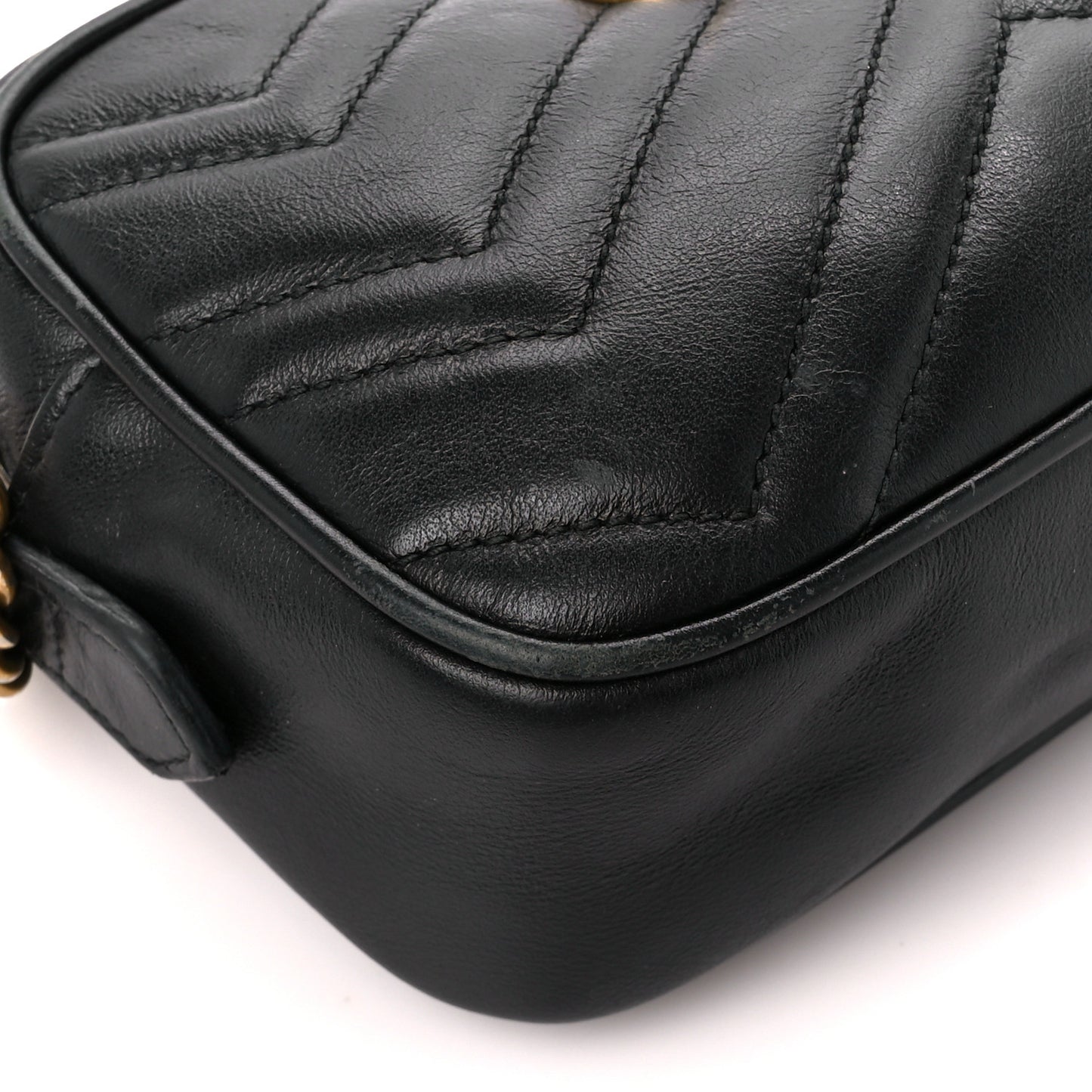 Calfskin Matelasse Mini GG Marmont Chain Shoulder Bag Black