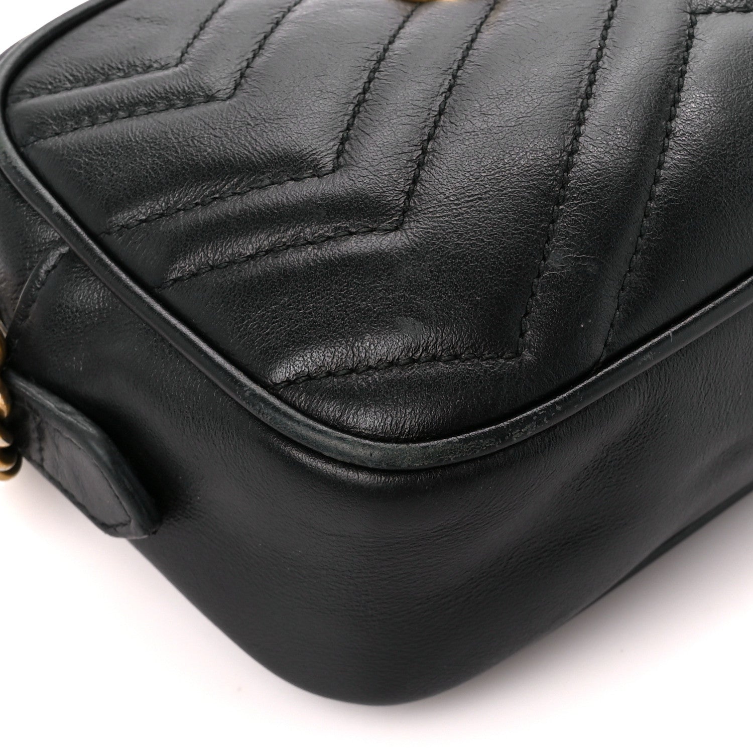 Gucci Calfskin Matelasse Mini GG Marmont Chain Shoulder Bag Black 10 of 12