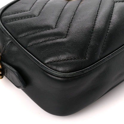 Gucci Calfskin Matelasse Mini GG Marmont Chain Shoulder Bag Black 10 of 12