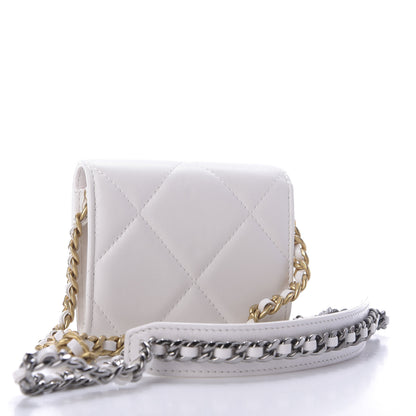 Chanel Lambskin Quilted 19 Flap Coin Purse With Chain White 3 of 10