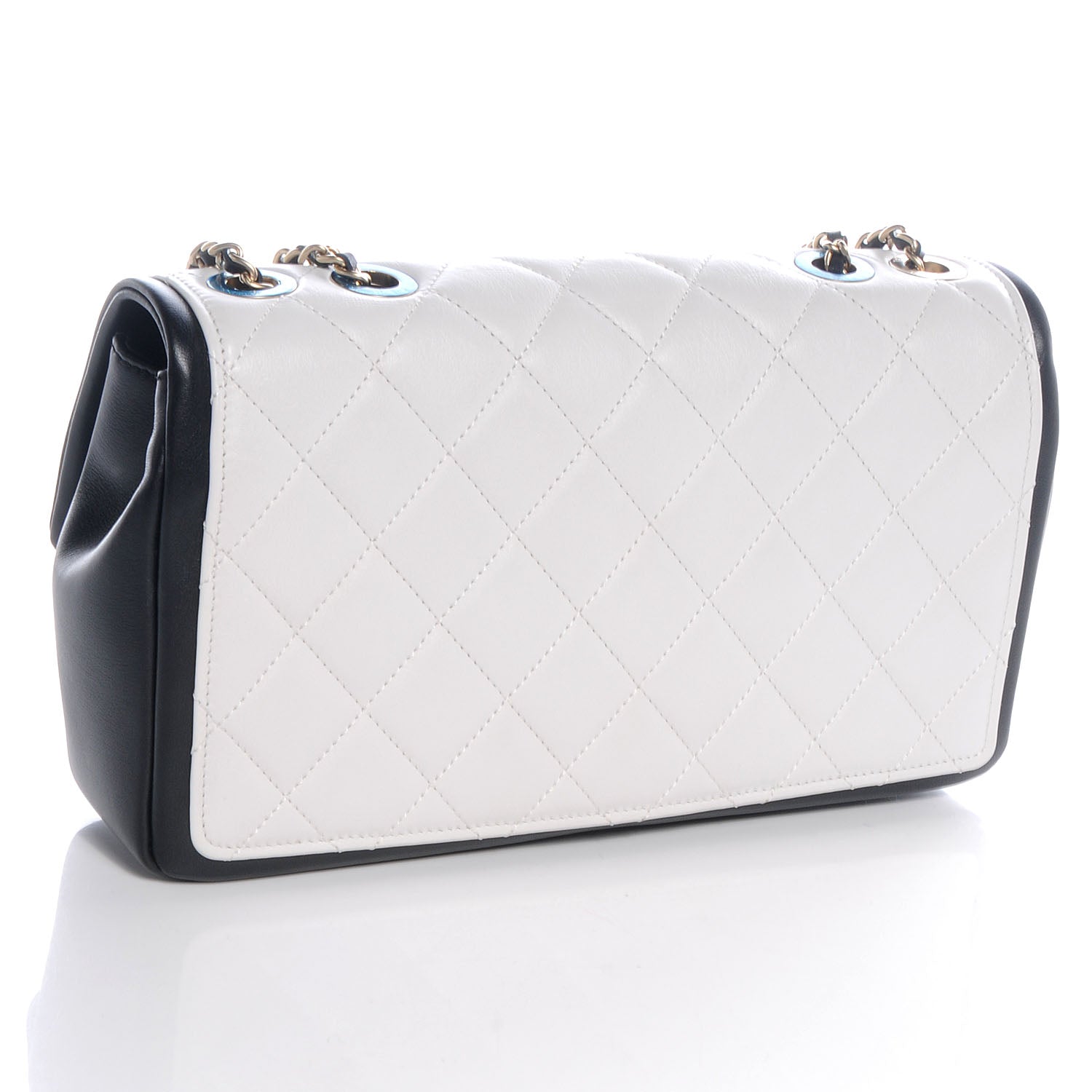 Chanel Calfskin Quilted Graphic Flap Bag Black White 3 of 8