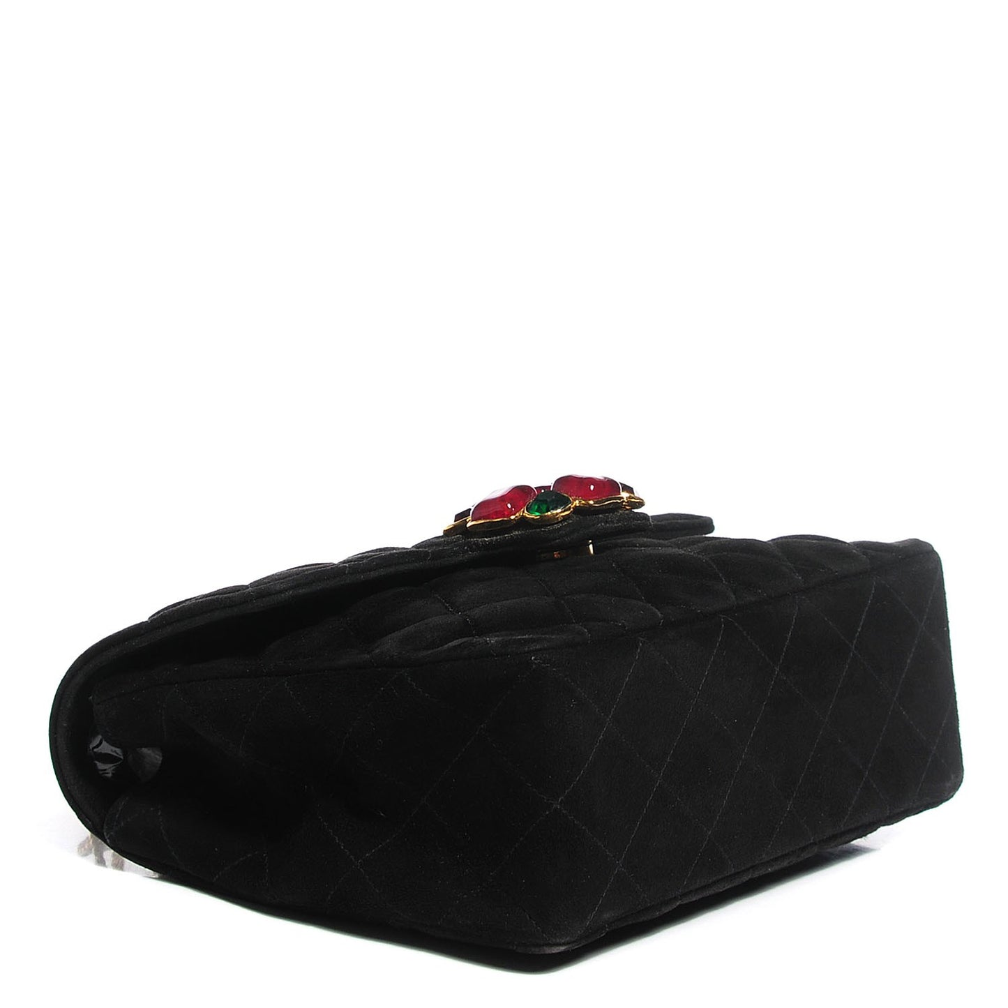 Suede Quilted Small Gripoix Flap Black