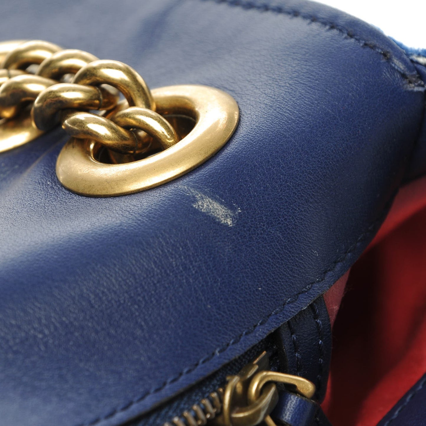 Velvet Matelasse Modern Embroidered Medium GG Marmont Shoulder Bag Cobalt