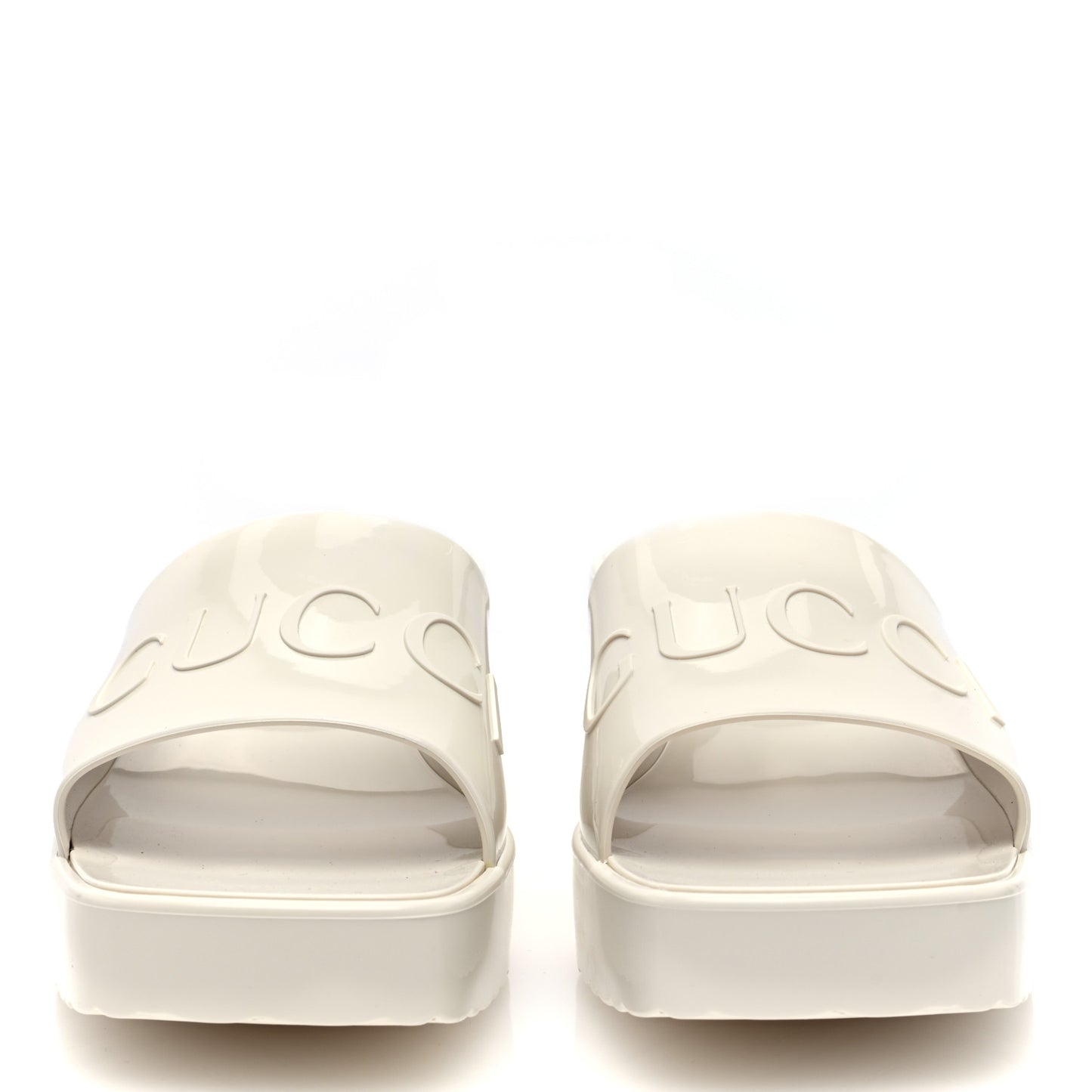 Rubber Gucci Logo Womens Platform 20/60mm Slide Sandals 38 Mystic White