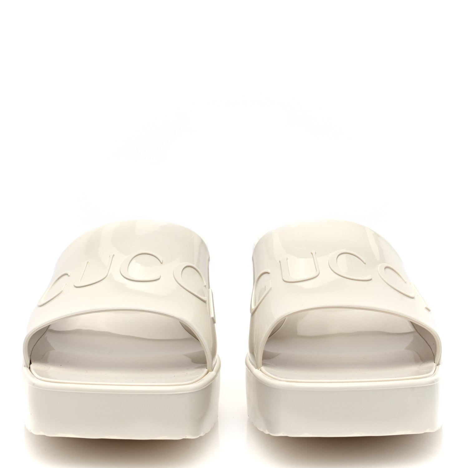 Gucci Rubber Gucci Logo Womens Platform 20/60mm Slide Sandals 38 Mystic White 3 of 8