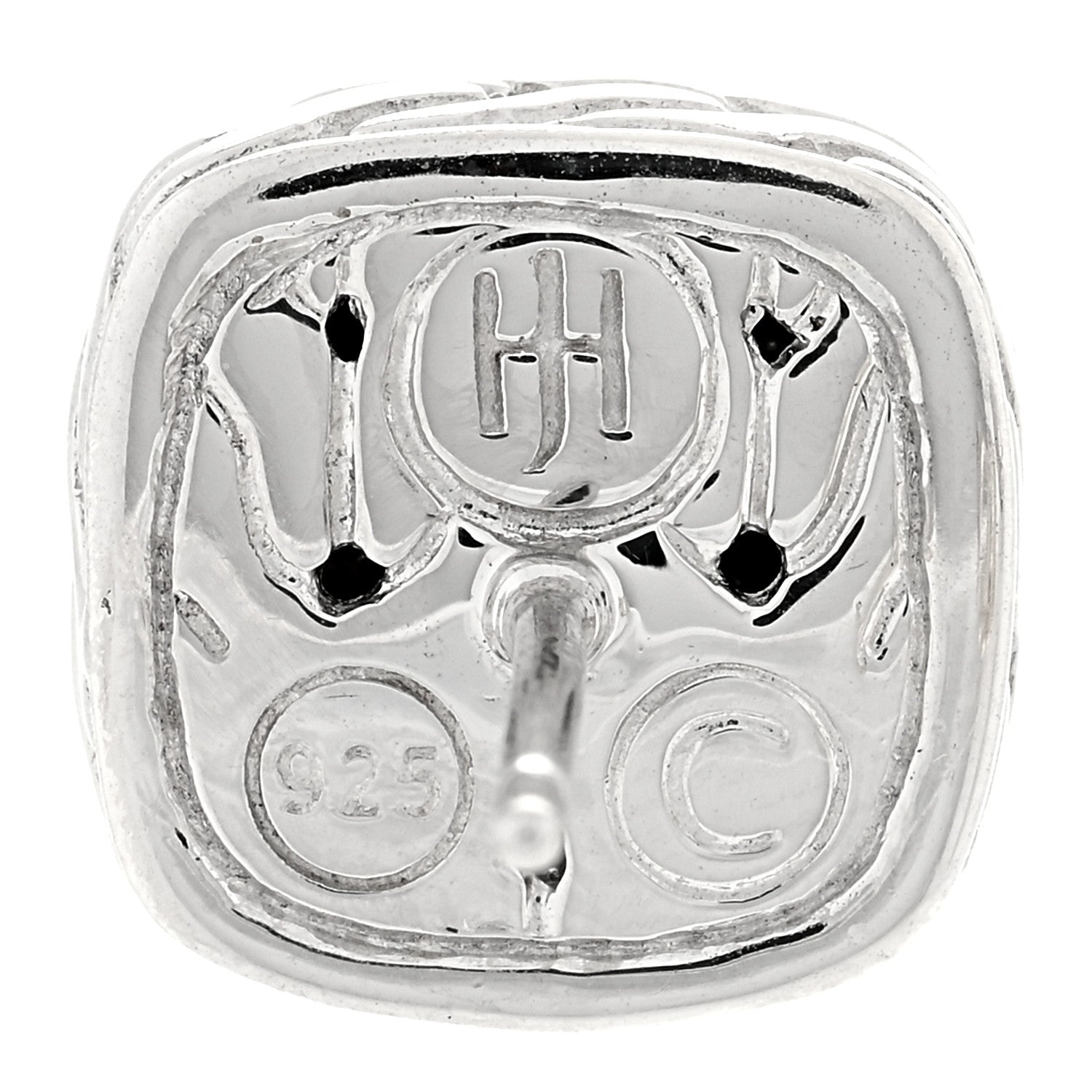 John Hardy Sterling Silver Black Sapphire Classic Chain Square Earrings 4 of 4