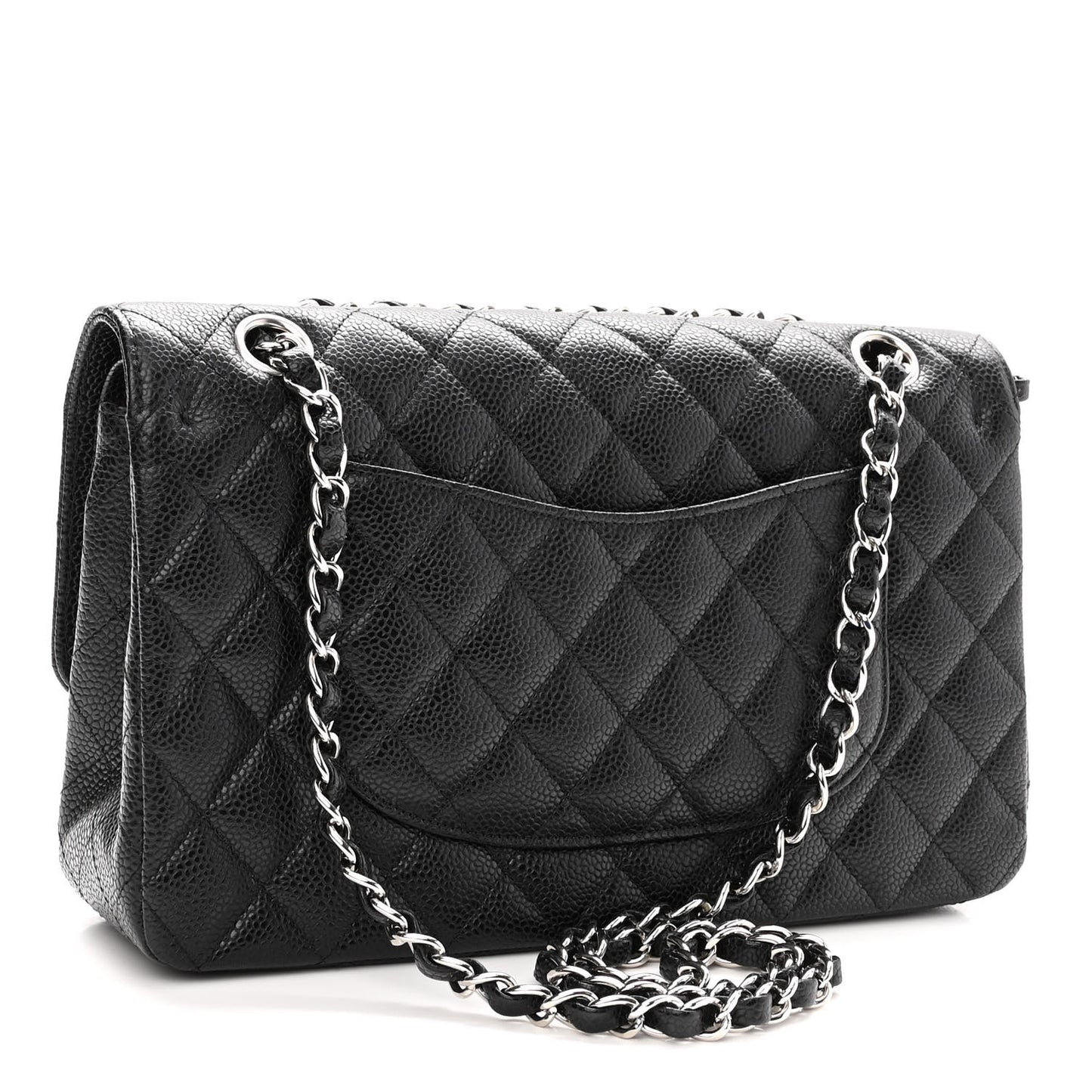 Caviar Quilted Medium Double Flap Black