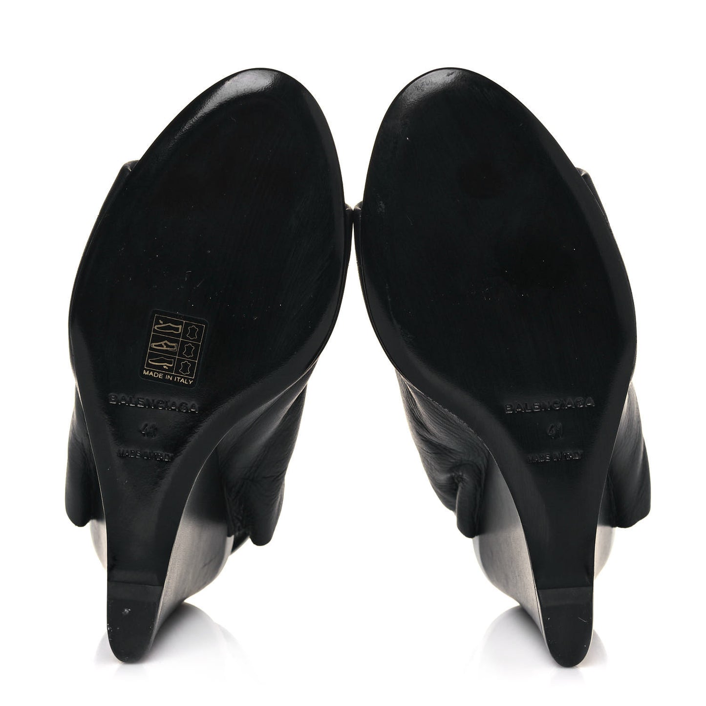 Veau Papier Wedge Sandals 41 Black White