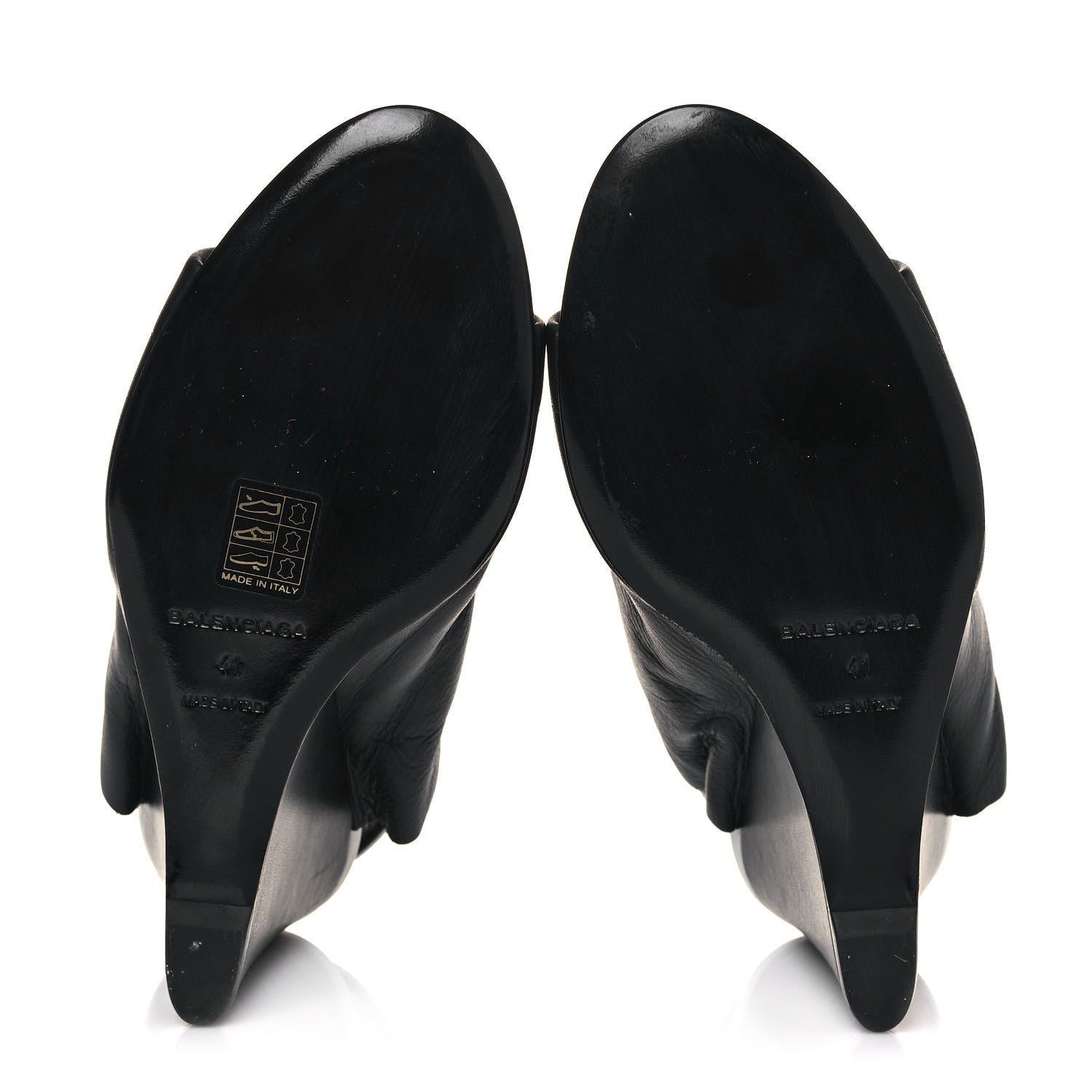 Balenciaga Veau Papier Wedge Sandals 41 Black White 5 of 11