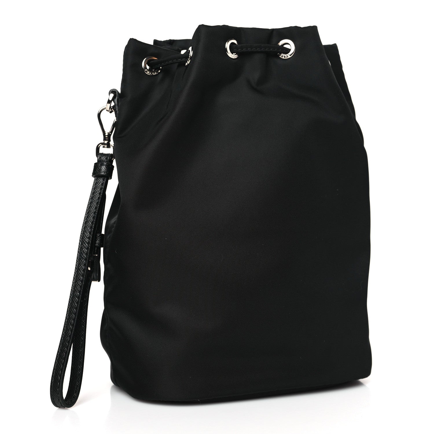 Prada Saffiano Tessuto Nylon Vela Bucket Wristlet Black 4 of 9