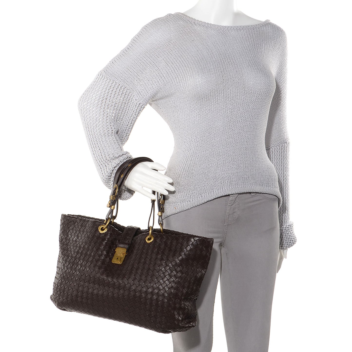 Nappa Intrecciato Large Capri Tote Ebano