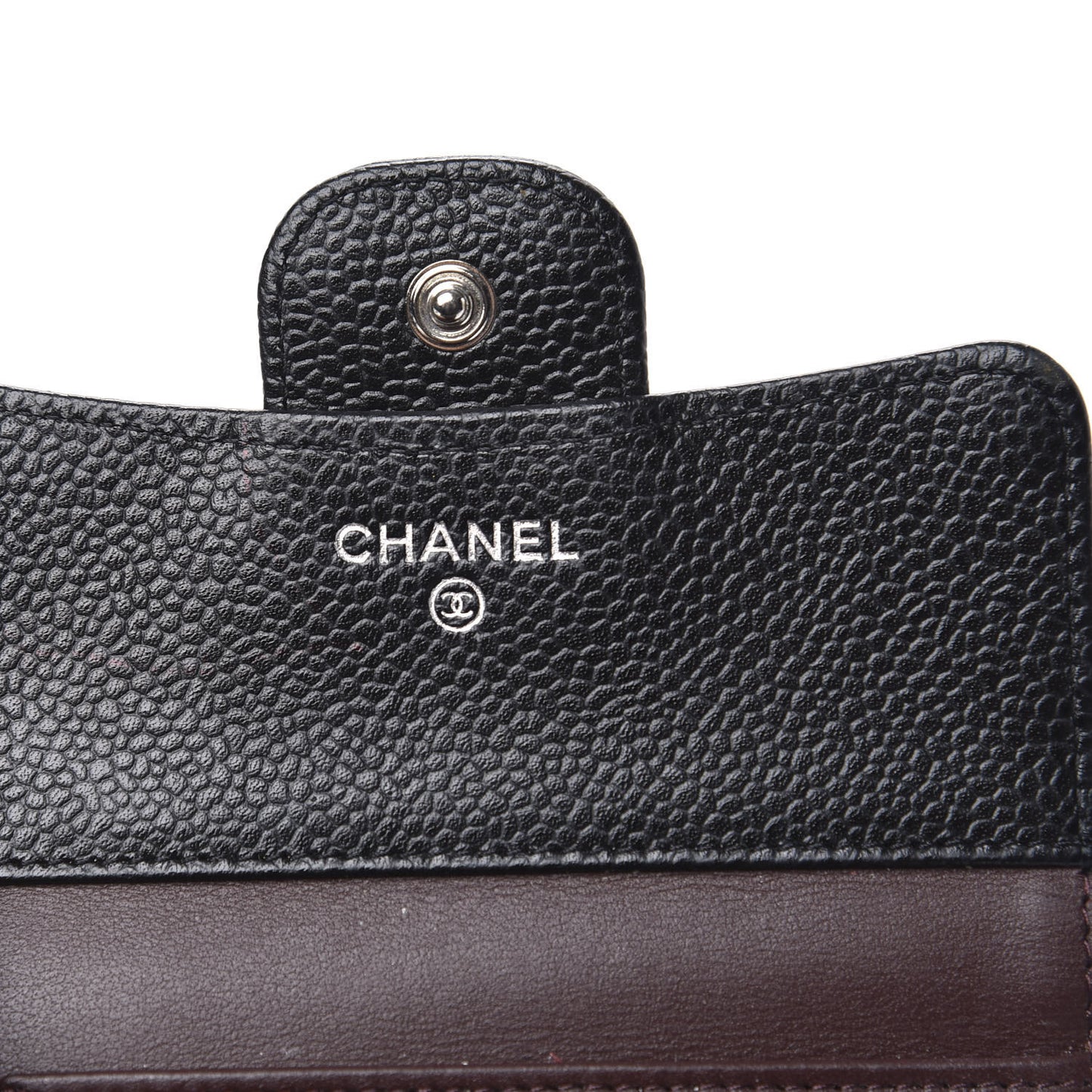 Caviar Quilted Compact Flap Wallet Black